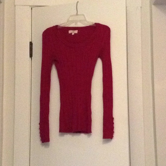 Pink Republic Tops - Cranberry ribbed sweater top